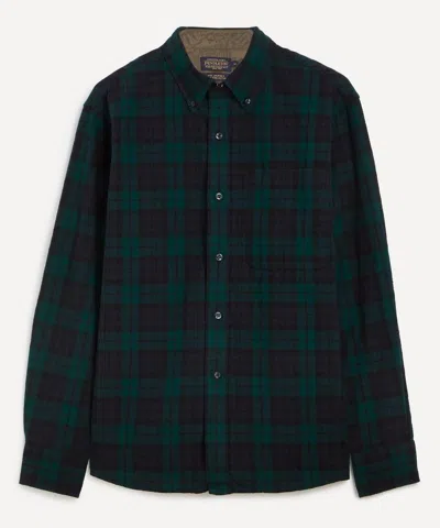 Pendleton Mens Lined Collar Black Watch Tartan Shirt In Green