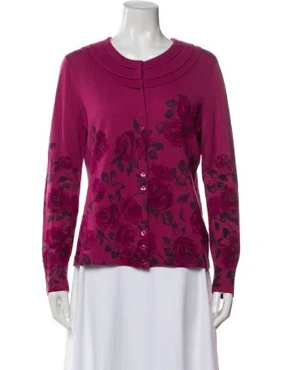 Pre-owned Pendleton Merino Wool Floral Print Sweater In Pink