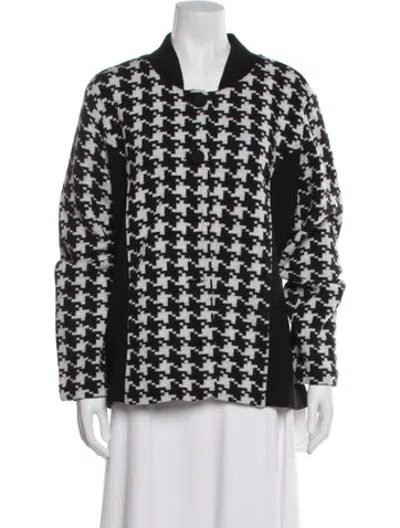 Pre-owned Pendleton Merino Wool Houndstooth Print Jacket In Black