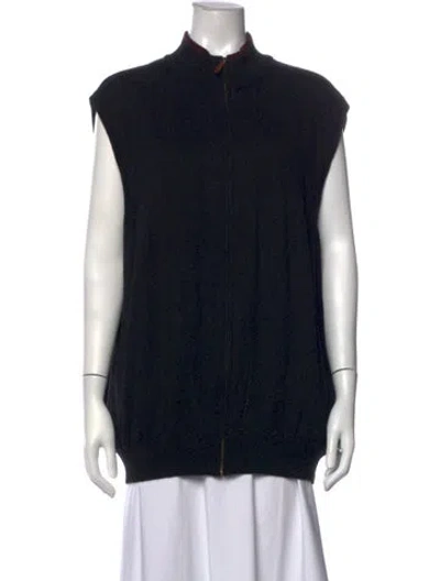 Pre-owned Pendleton Merino Wool Mock Neck Sweater In Black
