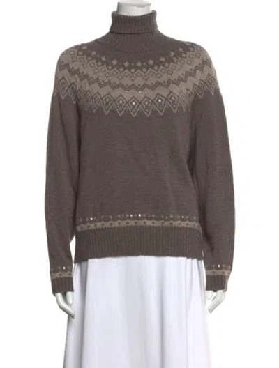 Pre-owned Pendleton Merino Wool Patterned Sweater In Neutral