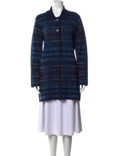 Pre-owned Pendleton Merino Wool Plaid Print Sweater In Blue