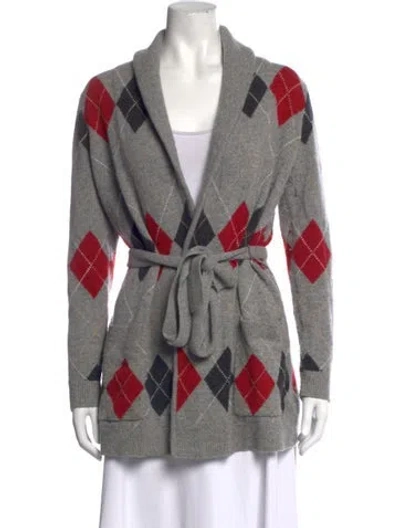 Pre-owned Pendleton Merino Wool Plaid Print Sweater In Grey