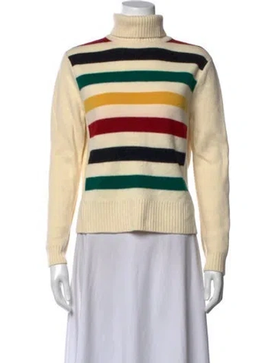 Pre-owned Pendleton Merino Wool Striped Sweater In Neutral