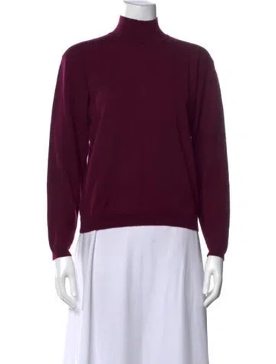 Pre-owned Pendleton Merino Wool Turtleneck Sweater In Burgundy