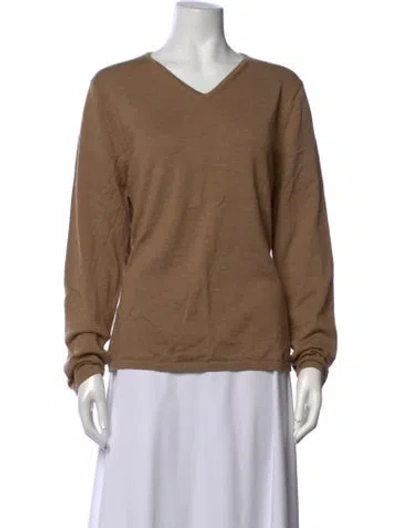 Pre-owned Pendleton Merino Wool V-neck Sweater In Brown