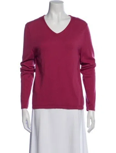 Pre-owned Pendleton Merino Wool V-neck Sweater In Pink