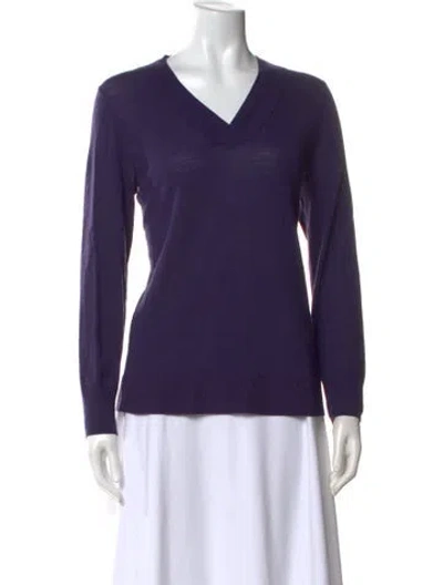 Pre-owned Pendleton Merino Wool V-neck Sweater In Purple