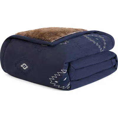Pendleton Mesilla Faux Suede Throw In Dark Denim