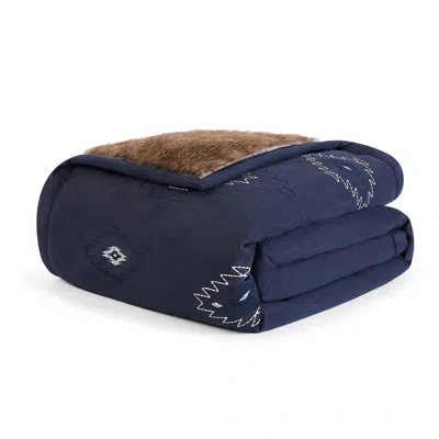 Pendleton Mesilla Faux Suede Throw Dark Denim In Blue