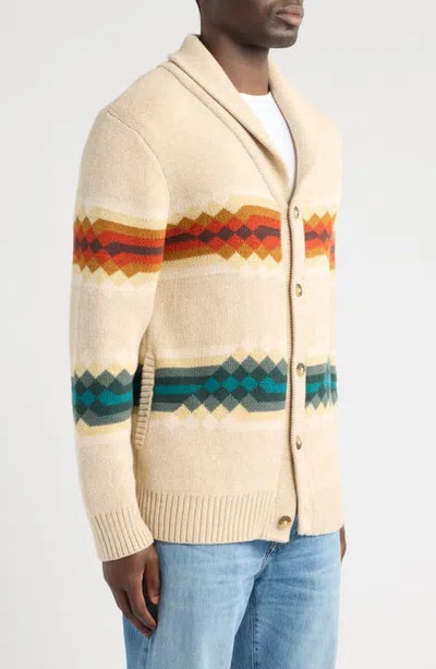 Pendleton Middle Waters Shawl Collar Cotton Cardigan In Middle Waters Ecru