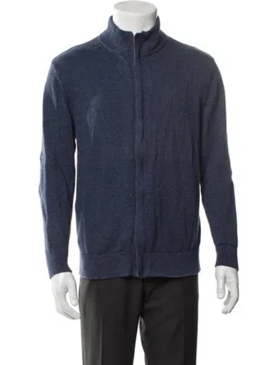 Pre-owned Pendleton Mock Neck Long Sleeve Cardigan In Blue
