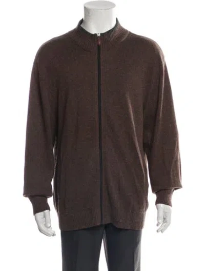 Pre-owned Pendleton Mock Neck Long Sleeve Cardigan In Brown