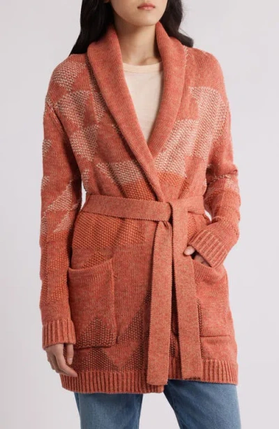Pendleton Monterey Cotton Belted Cardigan In Rust Sunset