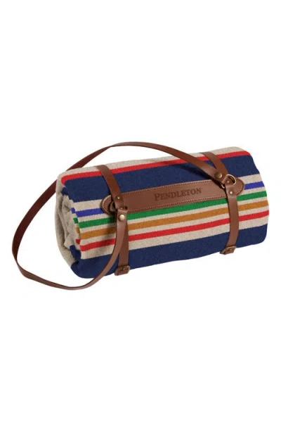 Pendleton National Park Stripe Throw Blanket & Carrier In Multi