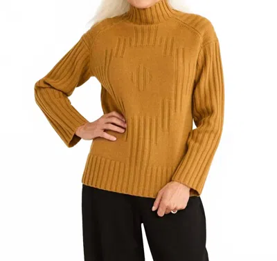 Pendleton Oversized Mockneck Pullover Sweater In Brown Sugar In Gold