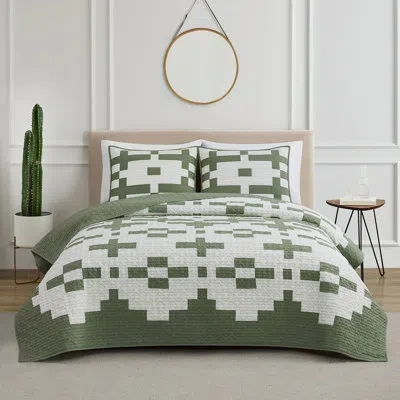 Pendleton Painted Cove Gray/off White Quilt Set In Multi