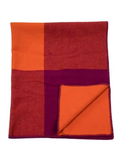 Pre-owned Pendleton Pattern Throw Blanket In Orange/purple