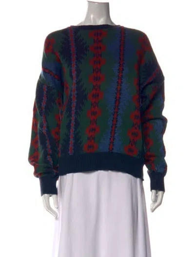 Pre-owned Pendleton Patterned Crew Neck Sweater In Blue