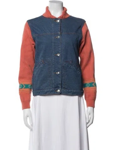 Pre-owned Pendleton Patterned Denim Jacket In Blue