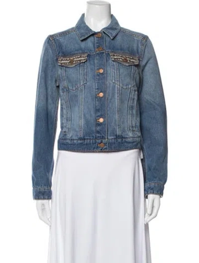 Pre-owned Pendleton Patterned Denim Jacket In Blue