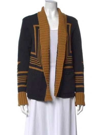 Pre-owned Pendleton Patterned Open Front Sweater In Black