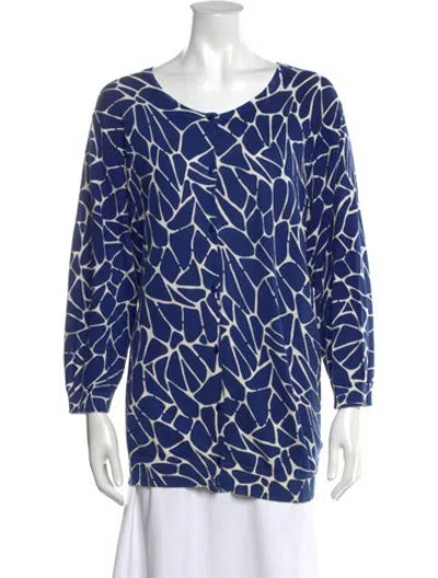 Pre-owned Pendleton Patterned Open Front Sweater In Blue