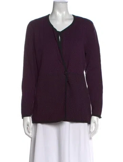 Pre-owned Pendleton Patterned Open Front Sweater In Purple