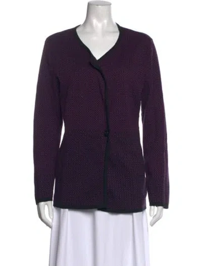 Pre-owned Pendleton Patterned V-neck Sweater In Purple