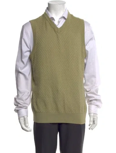 Pre-owned Pendleton Patterned V-neck Sweater Vest In Green