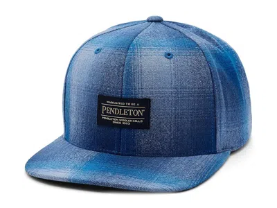 Pendleton Plaid Flat Brim Hat Baseball Caps Blue Ombre: One Size