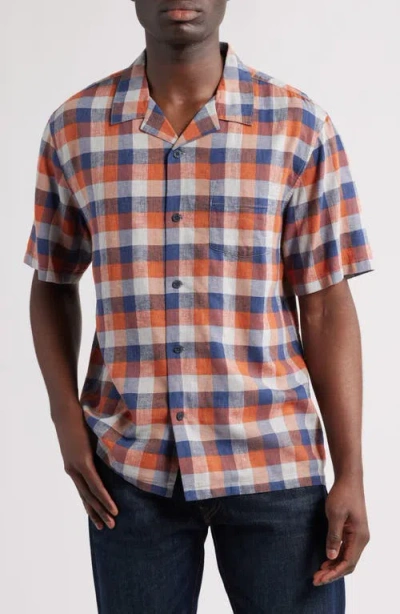 PENDLETON PENDLETON PLAID LINEN BLEND CAMP SHIRT