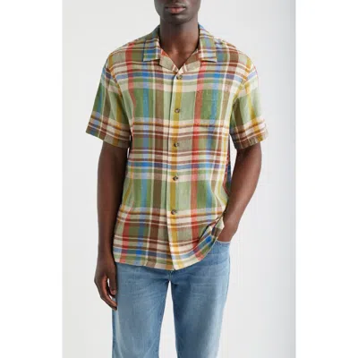 Pendleton Plaid Linen Blend Camp Shirt In Multi