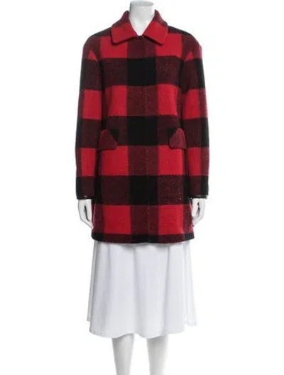 Pre-owned Pendleton Plaid Print Coat In Red