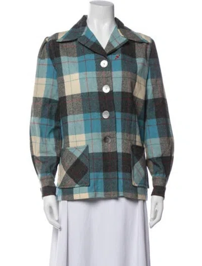 Pre-owned Pendleton Plaid Print Jacket In Blue