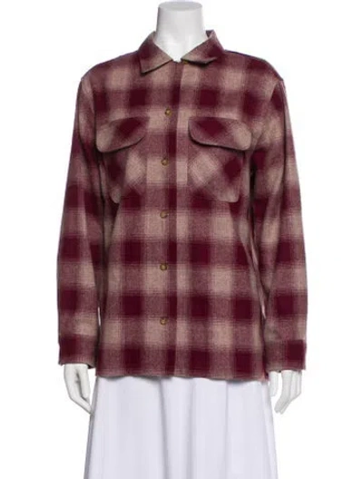 Pre-owned Pendleton Plaid Print Jacket In Burgundy