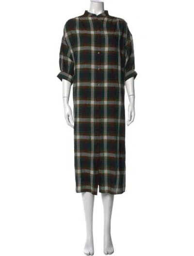Pre-owned Pendleton Plaid Print Long Dress In Green