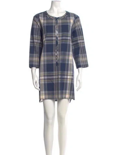 Pre-owned Pendleton Plaid Print Mini Dress In Blue