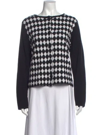 Pre-owned Pendleton Plaid Print Open Front Sweater In Black