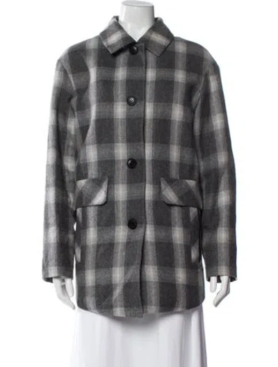 Pre-owned Pendleton Plaid Print Peacoat In Gray