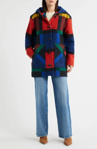 Pendleton Plaid Virgin Wool Duffle Coat In Multi