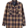 Pendleton Plaid Wool Overshirt In Brown/ Navy/ Red Plaid