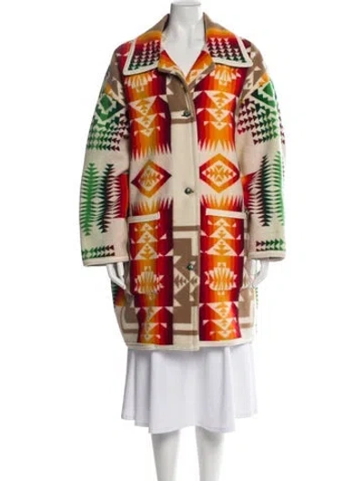 Pre-owned Pendleton Printed Trench Coat In Red