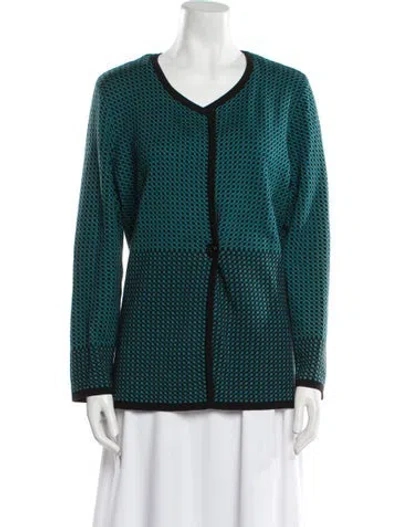 Pre-owned Pendleton Printed V-neck Sweater In Blue