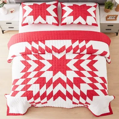 Pendleton Red Star Queen Quilt Set (3pc)