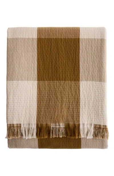 Pendleton Reversible Fringe Organic Cotton Throw In Brown