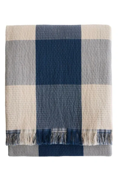 Pendleton Reversible Fringe Organic Cotton Throw In Blue