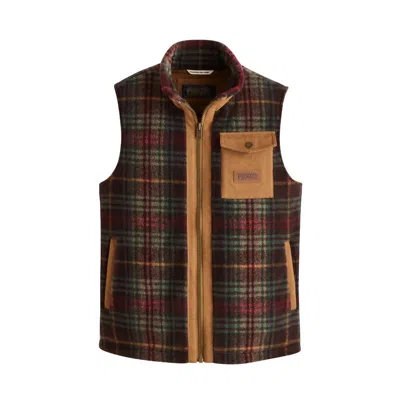 Pendleton Ridgeline Berber Vest In Brown Teal Plaid In Multi