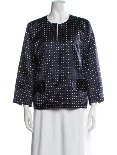 Pre-owned Pendleton Satin Polka Dot Print Jacket In Blue