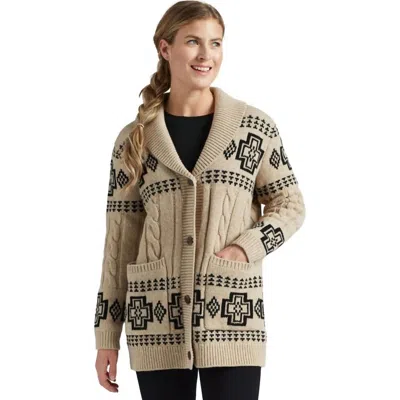 Pendleton Shawl Wool Sweater In Beige In Brown